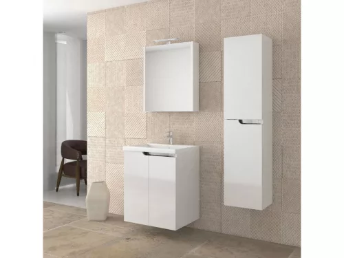 Piramida AKVA 60 H Tükrös fürdőszobai szekrény -1 ajtós kivitel - LED világítással - 60 x 69 x 13 cm