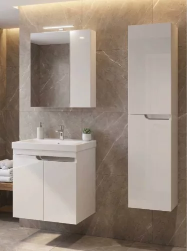 Piramida AKVA 60 R Tükrös fürdőszobai szekrény -2 ajtós kivitel - LED világítással - 60 x 69 x 13 cm