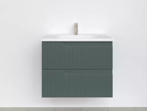 Piramida EURIDIKA fali fürdőszobabútor - műmárvány mosdóval -2 fiókos - PINO ZÖLD - 65 x 48 x 53 cm