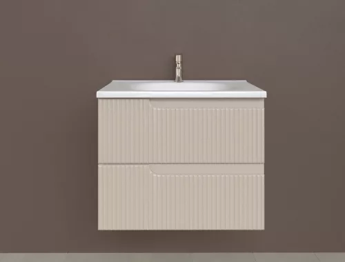 Piramida EURIDIKA fali fürdőszobabútor - műmárvány mosdóval -2 fiókos - PINO BÉZS - 65 x 48 x 53 cm