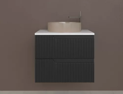 Piramida EURIDIKA fali fürdőszobabútor - mosdópult mosdó nélkül -2 fiókos - PINO FEKETE -64x48x53 cm