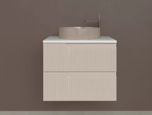 Piramida EURIDIKA fali fürdőszobabútor - mosdópult mosdó nélkül -2 fiókos -PINO BÉZS-64 x 48 x 53 cm