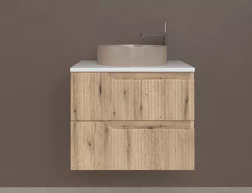 Piramida EURIDIKA fali fürdőszobabútor - mosdópult mosdó nélkül -2 fiókos - PINO TÖLGY -65x48x53 cm