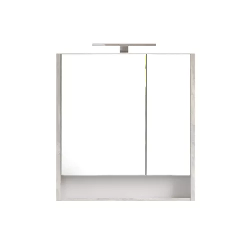 Piramida AKVA Tükrös fürdőszobai szekrény - 2 ajtós kivitel - LED világítással - FEHÉR-SZÜRKE - 65 x 69 x 15 cm
