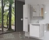 Piramida AKVA Tükrös fürdőszobai szekrény - 2 ajtós kivitel - LED világítással - FEHÉR-SZÜRKE - 65 x 69 x 15 cm