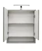 Piramida AKVA Tükrös fürdőszobai szekrény - 2 ajtós kivitel - LED világítással - FEHÉR-SZÜRKE - 65 x 69 x 15 cm