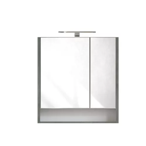 Piramida AKVA Tükrös fürdőszobai szekrény - 2 ajtós kivitel - LED világítással - FEHÉR-SÖTÉT - 65 x 69 x 15 cm