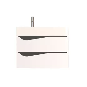   Piramida EURIDIKA fali fürdőszobabútor - műmárvány mosdóval -2 fiókos - ALPINFEHÉR-FEKETE - 70 x 41 x 56 cm