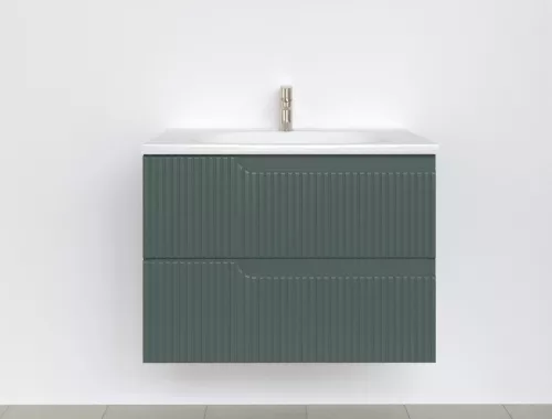 Piramida EURIDIKA fali fürdőszobabútor - műmárvány mosdóval -2 fiókos - PINO ZÖLD - 75 x 48 x 53 cm