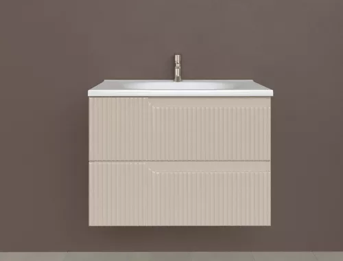 Piramida EURIDIKA fali fürdőszobabútor - műmárvány mosdóval -2 fiókos - PINO BÉZS - 75 x 48 x 53 cm
