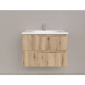  Piramida EURIDIKA fali fürdőszobabútor - műmárvány mosdóval -2 fiókos - PINO TÖLGY - 75 x 48 x 53 cm
