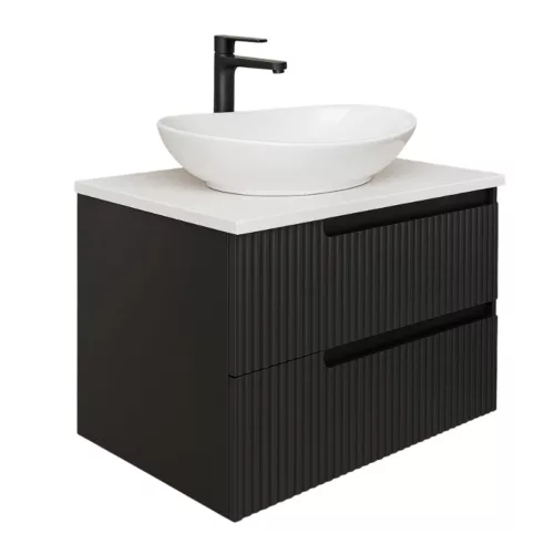 Piramida EURIDIKA fali fürdőszobabútor - mosdópult mosdó nélkül-2 fiókos-PINO FEKETE-74 x 48 x 53 cm