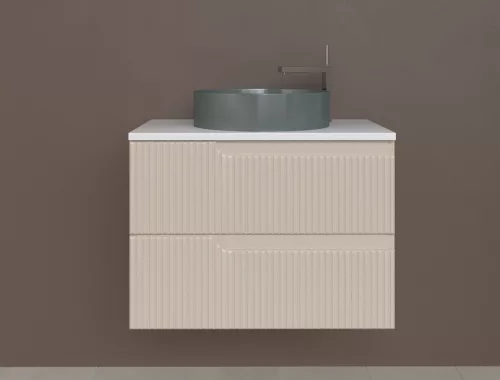 Piramida EURIDIKA fali fürdőszobabútor - mosdópult mosdó nélkül -2 fiókos -PINO BÉZS-74 x 48 x 53 cm