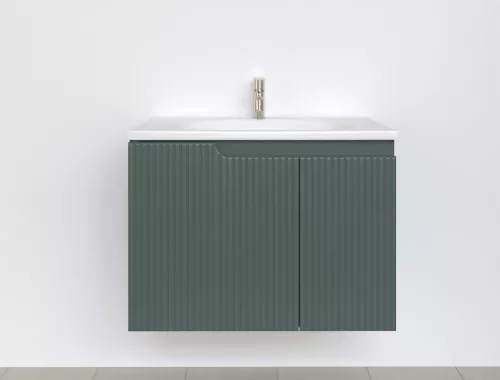 Piramida EURIDIKA fali fürdőszobabútor - műmárvány mosdóval -2 ajtós - PINO ZÖLD - 75 x 48 x 53 cm