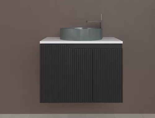 Piramida EURIDIKA fali fürdőszobabútor - mosdópult mosdó nélkül -2 ajtós - PINO FEKETE - 75 x 48 x 53 cm