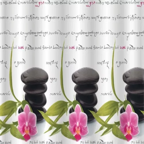Zuhanyfüggöny - NEW ZEN STONES - Impregnált textil -180 x 200 cm