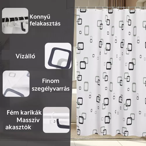 Zuhanyfüggöny - NEW GEOMETRY - Impregnált textil - 180 x 200 cm