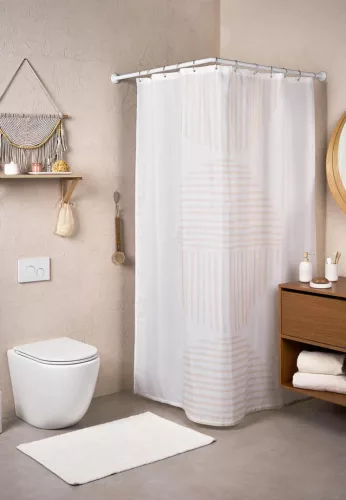Zuhanyfüggönytartó-rúd - sarokba L alakú - fehér - 90 x 90 cm