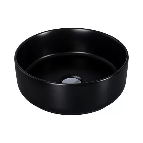 Eros SIMPLE 8 - PULTRA ültethető - Top Counter - porcelán mosdó - MATT FEKETE - 36 x 36 x 13 cm