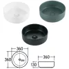 Eros SIMPLE 8 - PULTRA ültethető - Top Counter - porcelán mosdó - MATT FEKETE - 36 x 36 x 13 cm