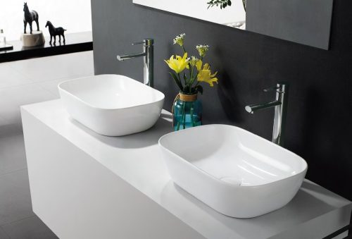 Eros SMILE 3 - PULTRA ültethető - Top Counter - porcelán mosdó - 46,5 x 32,5 x 13 cm