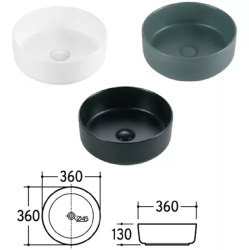 Eros SIMPLE 8 - PULTRA ültethető - Top Counter - porcelán mosdó - 36 x 36 x 13 cm