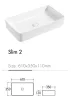 Eros SLIM 2 - PULTRA ültethető - Top Counter - porcelán mosdó - 61 x 35 x 11 cm