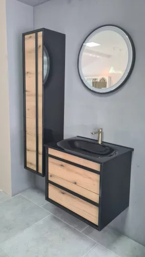 Piramida EURIDIKA OLIVA - FEKETE BETA fali fürdőszobai - ÁLLÓSZEKRÉNY - 35 x 150 x 30 cm