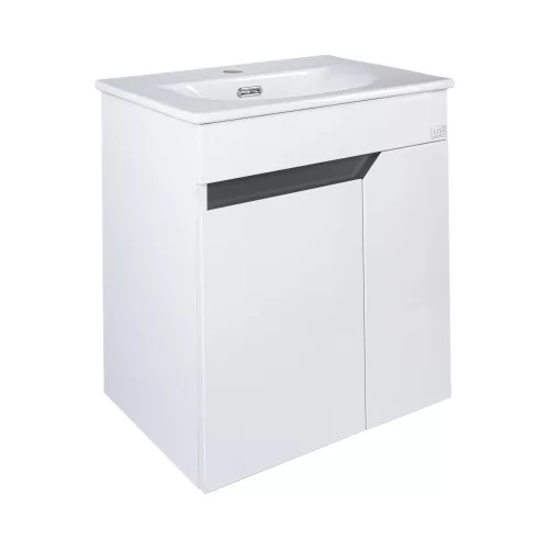 TMP VISION 50 fali függesztett fürdőszobai bútor - SKY 3 E-8099-50 porcelán mosdóval - 51 x 40 cm