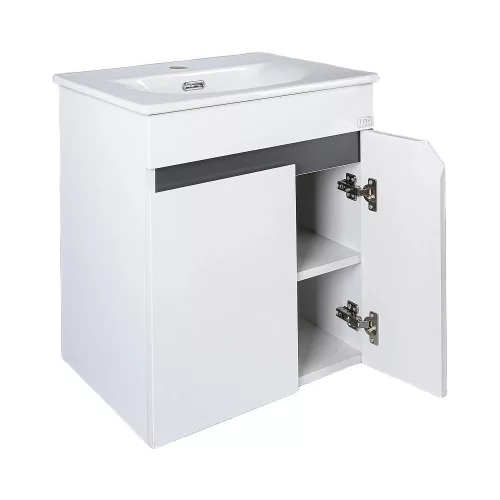 TMP VISION 50 fali függesztett fürdőszobai bútor - SKY 3 E-8099-50 porcelán mosdóval - 51 x 40 cm