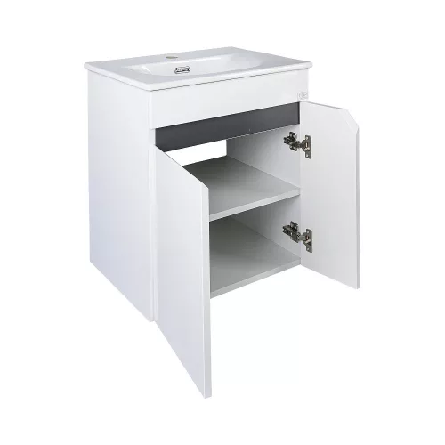 TMP VISION 50 fali függesztett fürdőszobai bútor - SKY 3 E-8099-50 porcelán mosdóval - 51 x 40 cm