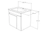 TMP VISION 60 fali függesztett fürdőszobai bútor - SKY E-8099-60 porcelán mosdóval - 61 x 46 x 56 cm