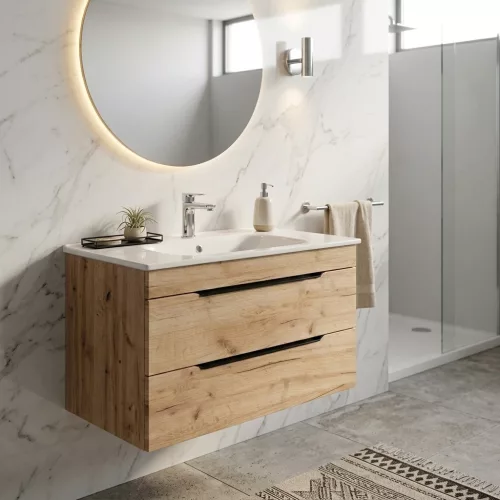TMP VOX 80 GOLD CRAFT - fali fürdőszobabútor - NewArc 504080 porcelán mosdóval - 80 x 45 x 46 cm