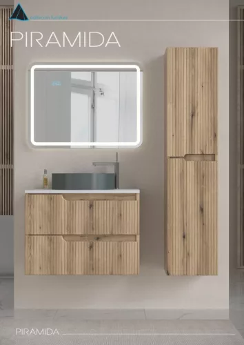 Viva AURA fürdőszoba tükör - érintőkapcsolós - páramenetesítős - órával - LED - FEKVŐ - 80 x 60 cm