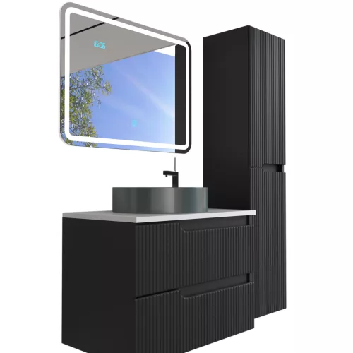 Viva AURA fürdőszoba tükör - érintőkapcsolós - páramenetesítős - órával - LED - FEKVŐ - 80 x 60 cm