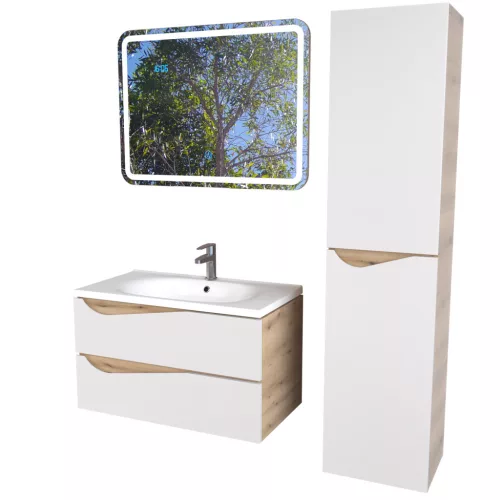 Viva AURA fürdőszoba tükör - érintőkapcsolós - páramenetesítős - órával - LED - FEKVŐ - 80 x 60 cm