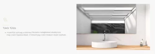 Viva AURA fürdőszoba tükör - érintőkapcsolós - páramenetesítős - órával - LED - FEKVŐ - 80 x 60 cm