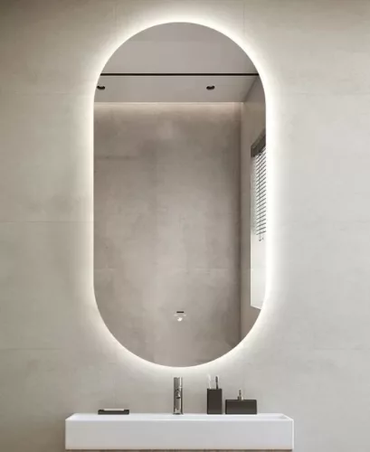 Viva AURA PINO 50 fürdőszoba tükör - érintésmentes - AMBIENT LED - OVÁLIS - ÁLLÓ - 50x90 cm