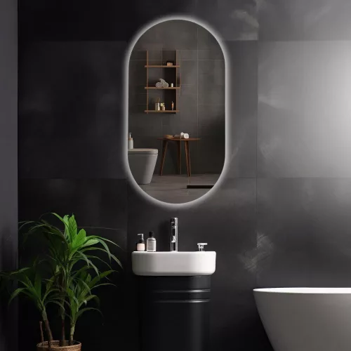 Viva AURA PINO 50 fürdőszoba tükör - érintésmentes - AMBIENT LED - OVÁLIS - ÁLLÓ - 50x90 cm