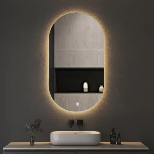 Viva AURA PINO 50 fürdőszoba tükör - érintésmentes - AMBIENT LED - OVÁLIS - ÁLLÓ - 50x90 cm