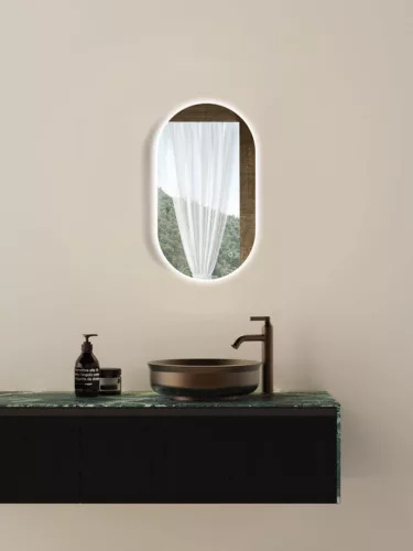 Viva AURA PINO 50 fürdőszoba tükör - érintésmentes - AMBIENT LED - OVÁLIS - ÁLLÓ - 50x90 cm