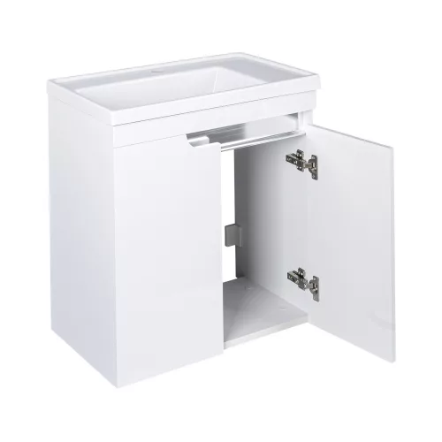 Piramida EURIDIKA 60 LH fali fürdőszobabútor - műmárvány mosdóval - 2 ajtós - 60 x 64 x 38 cm