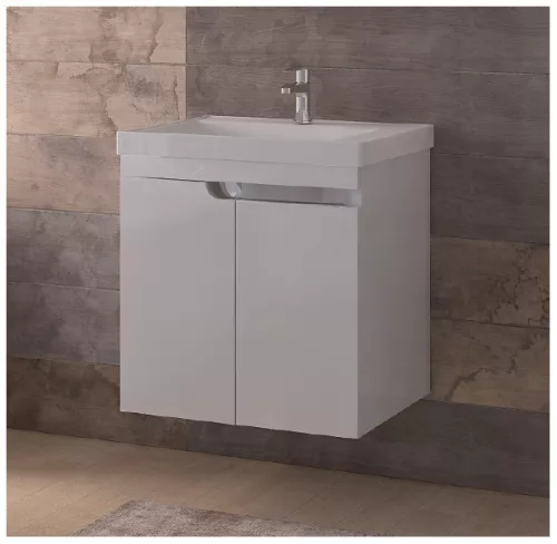 Piramida EURIDIKA 60 LH fali fürdőszobabútor - műmárvány mosdóval - 2 ajtós - 60 x 64 x 38 cm