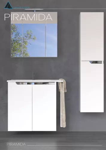 Piramida AKVA Tükrös fürdőszobai szekrény - LED világítással - 75 x 69 x 15 cm