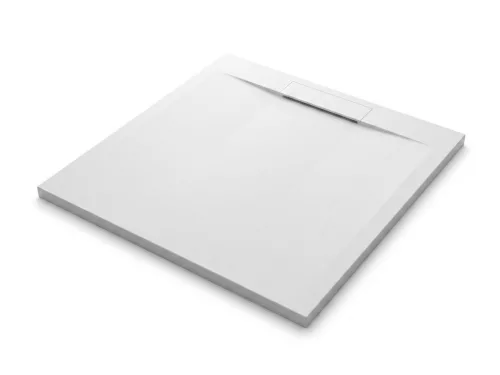 Zuhanytálca - kőhatású, strukturált pala - kompozit ásvány - Viva ES - matt fehér - 90 x 90 x 3 cm
