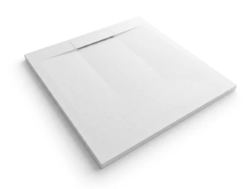 Viva ES zuhanytálca - matt fehér - kőhatású - kompozit ásvány - szifonnal - 90 x 90 x 3 cm