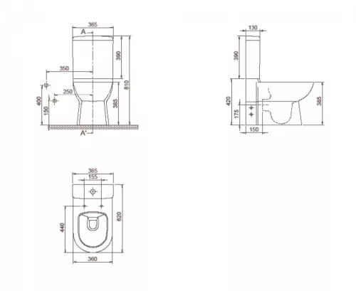 CeraStyle BELLA monoblokk WC - WC tartály - öblítőszelep