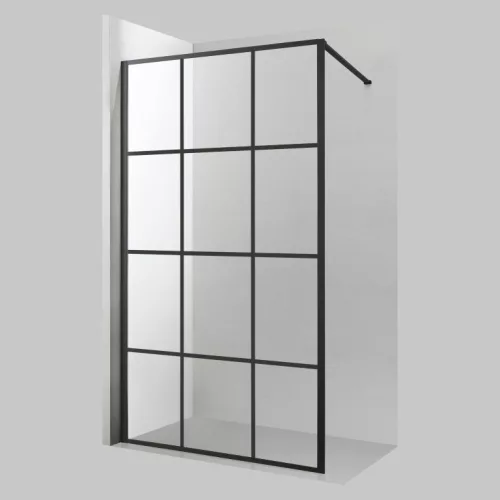 Viva AQUA Max WALK IN Zuhanyfal - FEKETE mintás - FEKETE profil - 8 mm NANO üveg - 110 x 200 cm