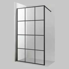   Viva AQUA Max WALK IN Zuhanyfal - FEKETE mintás - FEKETE profil - 8 mm NANO üveg - 120 x 200 cm