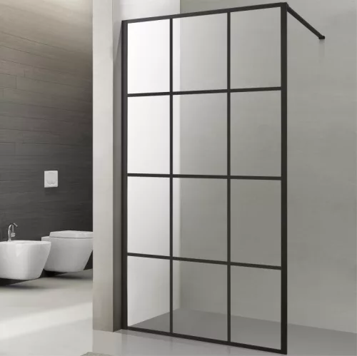Viva AQUA Max WALK IN Zuhanyfal - FEKETE mintás - FEKETE profil - 8 mm NANO üveg - 80 x 200 cm